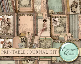 Printable Junk journal kit Victorian digital scrapbooking printable journal craft paper A4  8.5x11 mini album  journal pages tags download