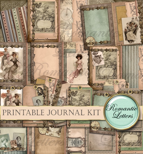 Printable Junk journal kit Victorian digital scrapbooking printable journal craft paper A4  8.5x11 mini album  journal pages tags download
