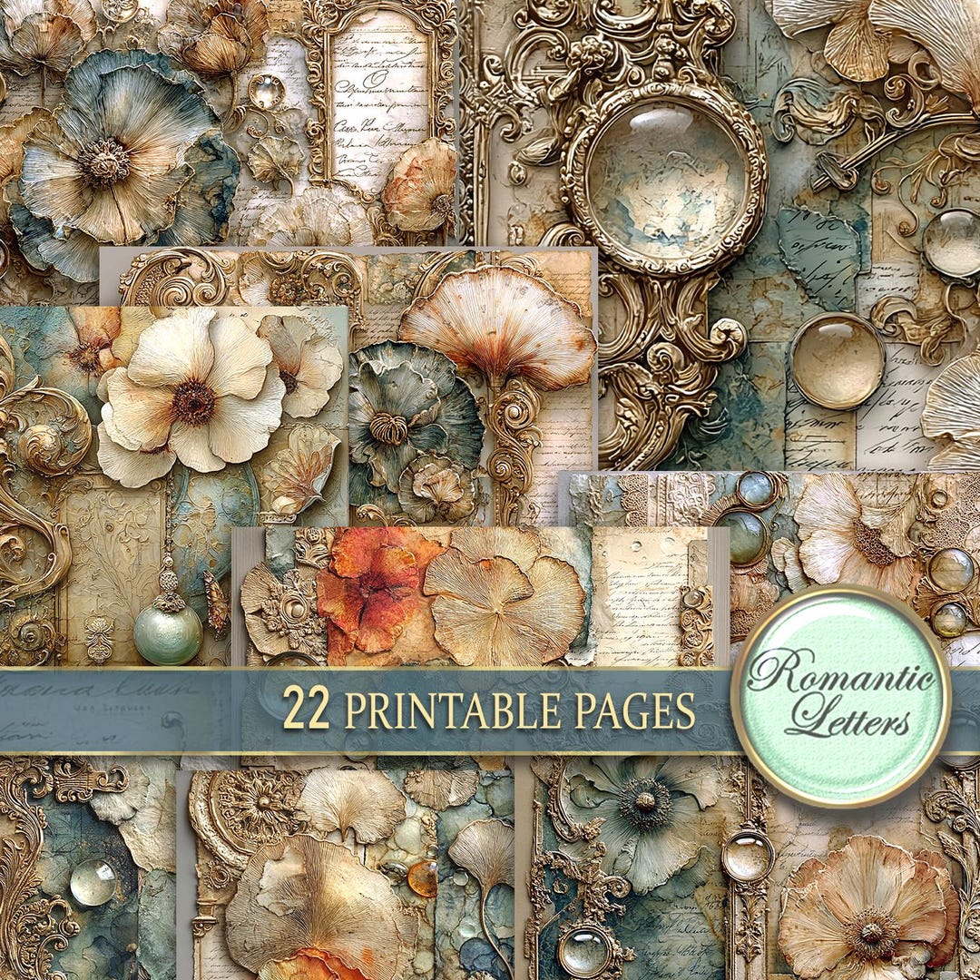 Digital Printable Vintage Scrapbook Paper Pack Junk Journal Pages ...
