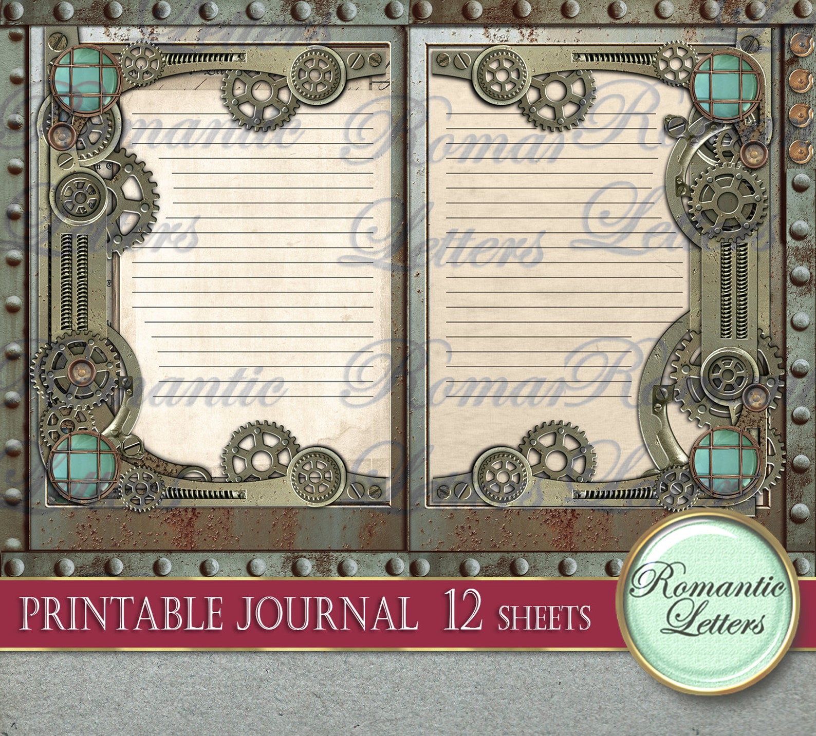 Steampunk Printable Junk Journal Kit Industrial Digital Scrapbook ...