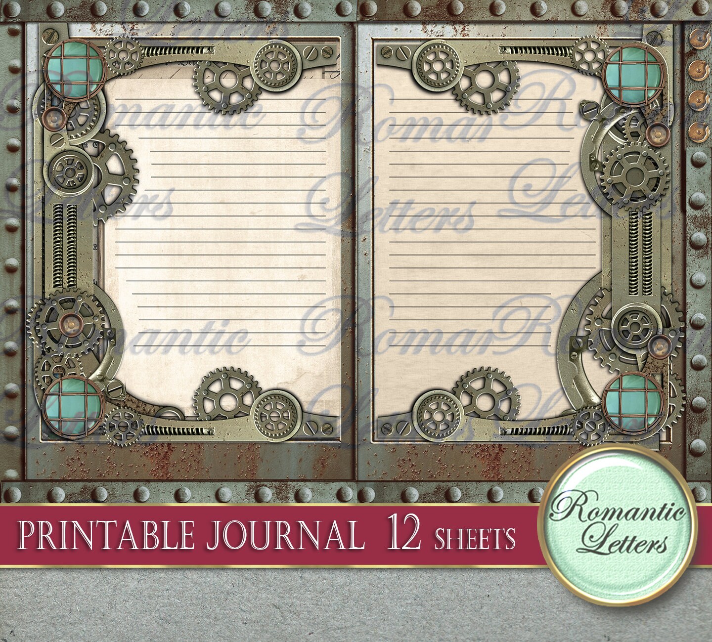 Steampunk Printable Junk Journal Kit Industrial Digital Scrapbook ...