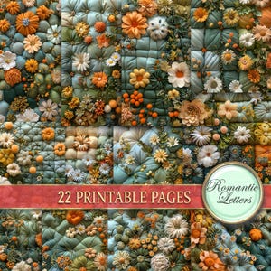 Filzblumen digital druckbares Papier für Scrapbook oder Scrapbook Papier zum Ausdrucken niedlich kawaii Patchwork Papier zum Ausdrucken Blumen Junk Journal Seiten Wollstoff