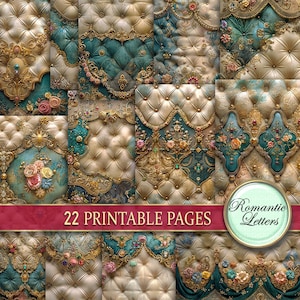Digital Druckbares Scrapbook Papier Pack Shabby Chic Luxus Kraftpapier getuftete Seide Junk Journal Seiten Tapete Decoupage Papier