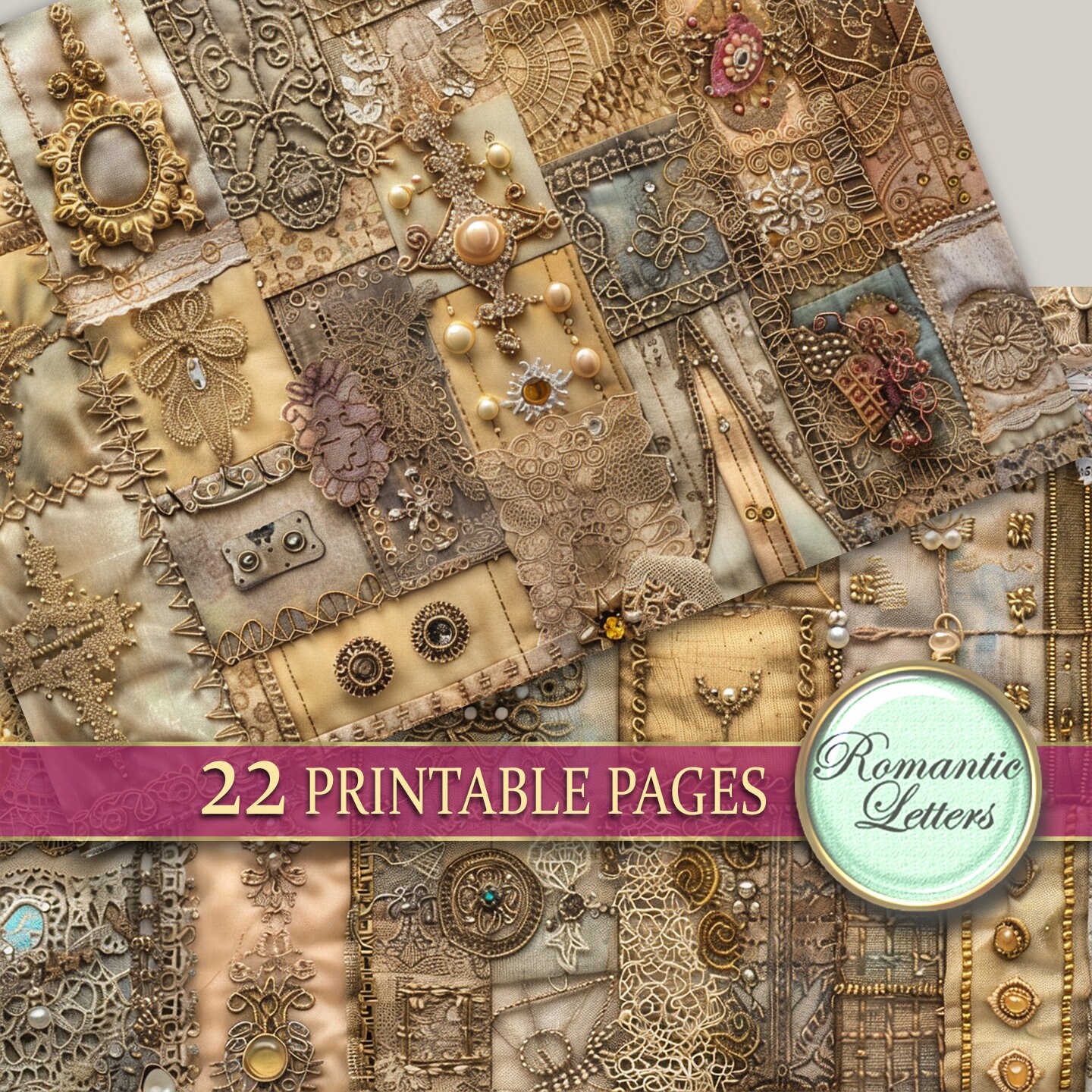 Digital Printable Scrapbook Paper Pack Junk Journal Pages Shabby Chic ...