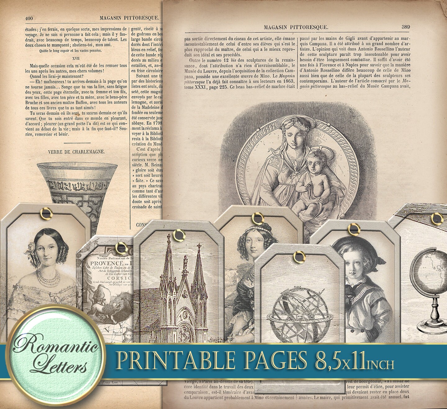 Ephemera Digital Paper Pack Printable Journal Pages Victorian Paper ...