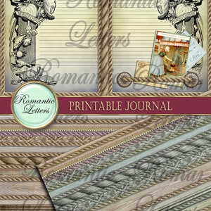 Pu&ograve; includere: Pagine di diario stampabili con un tema nautico. Le pagine presentano un'illustrazione vintage di un'aragosta e una donna che cucina in una cucina. Le pagine sono bordate con corde e trame di legno.