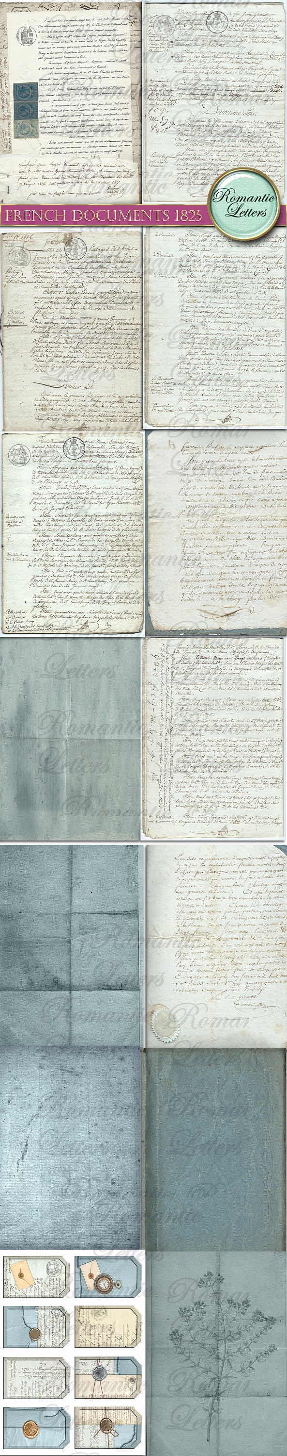 French Ephemera Digital Paper Pack Journal Pages Victorian Digital ...