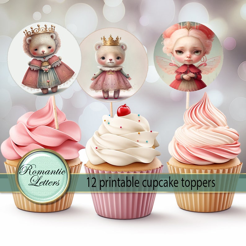 Printable cupcake toppers birthday craft baby girl shower party decorations download birthday party printables animals 2 1/2 inch circle image 1