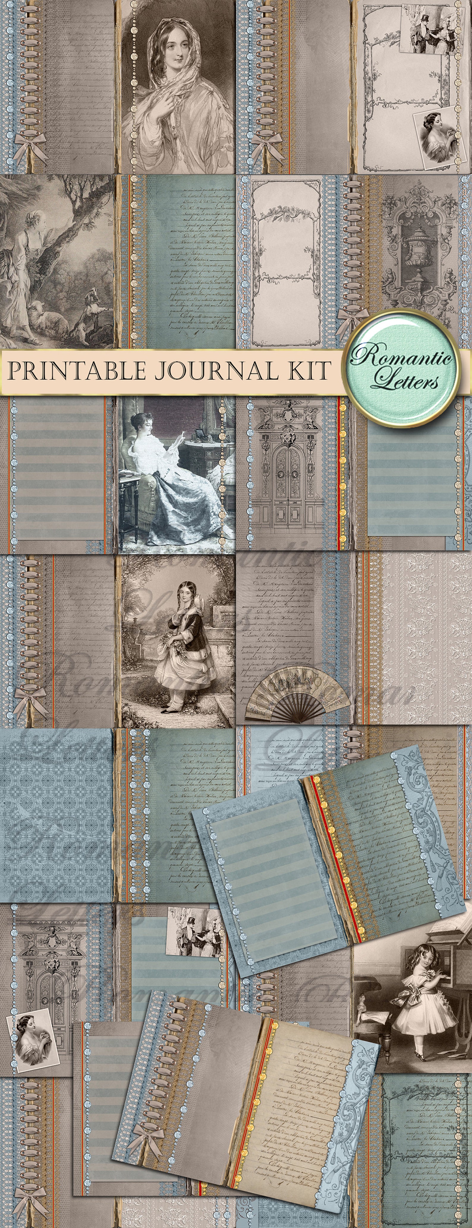 Printable Journal Kit Digital Collage Sheet Printable Journal Paper ...