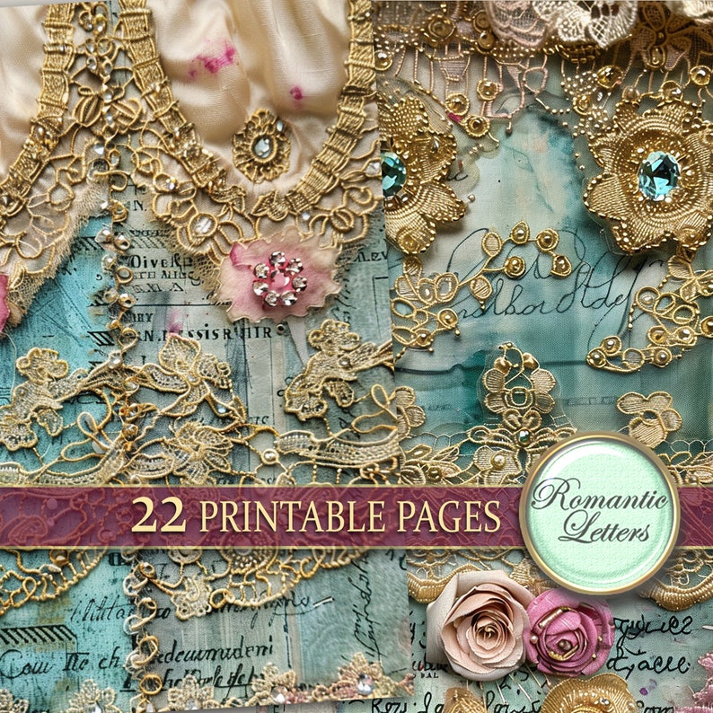 Digital Printable Scrapbook Paper Pack Junk Journal Pages Shabby Chic ...