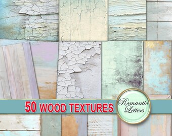 Painted Wood Digital Paper Pack: Shabby Chic Scrapbooking Textures (Printable 12x12)