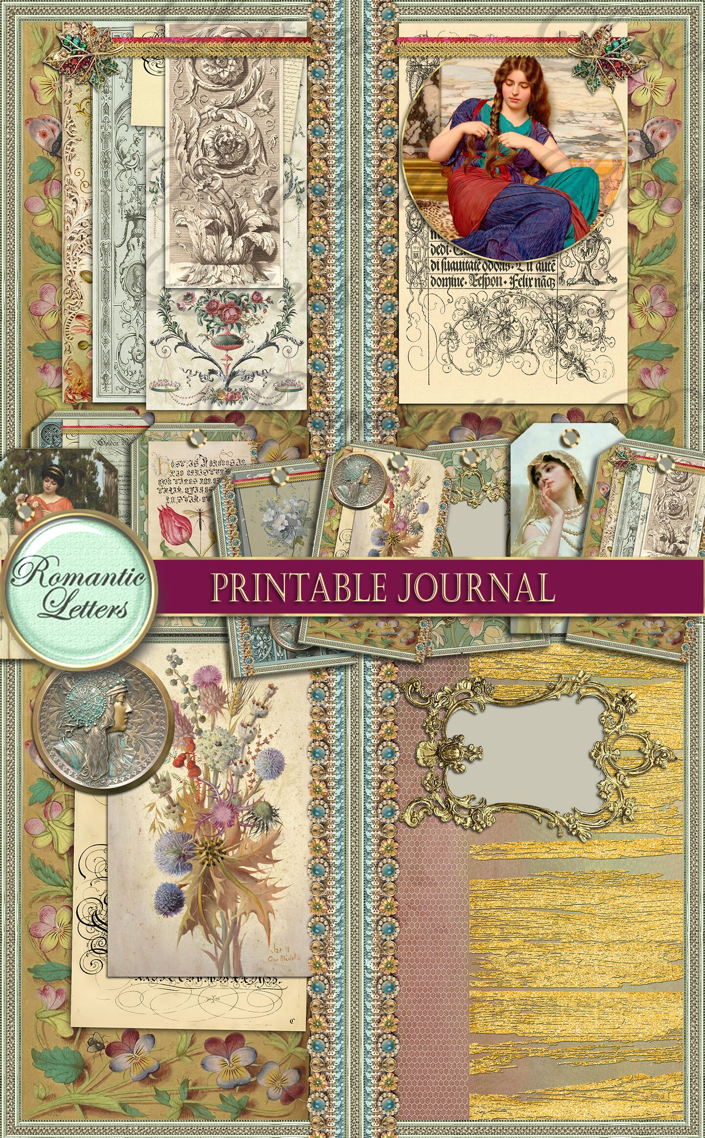 Printable Junk Journal Kit Digital Scrapbook Printable Journal Craft ...