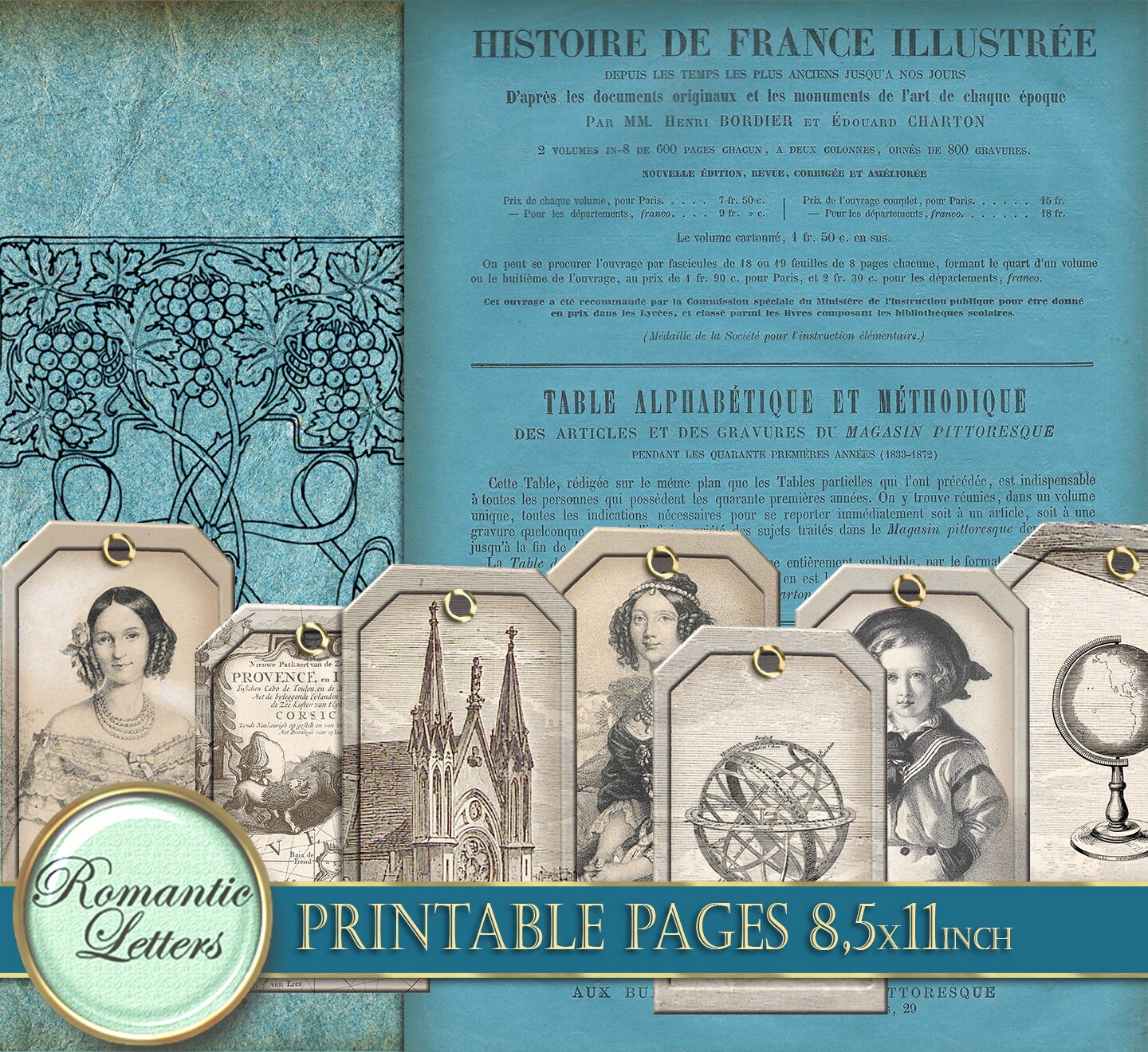 Antique Book Page / Scrapbook Paper / Vintage Paper Texture / Paper  Background / Paper Ephemera / Digital Instant Download / Old Book Page