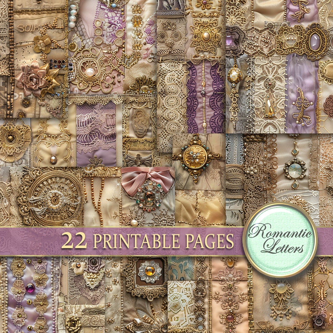 Digital Printable Scrapbook Paper Pack Junk Journal Pages Shabby Chic ...