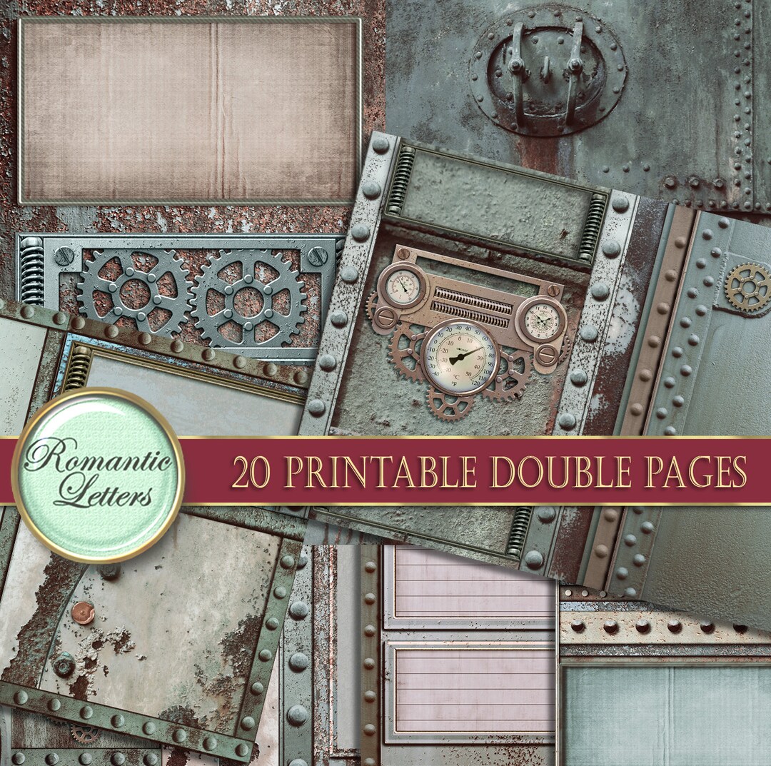 Steampunk Printable Junk Journal Pages Industrial Digital Scrapbook ...