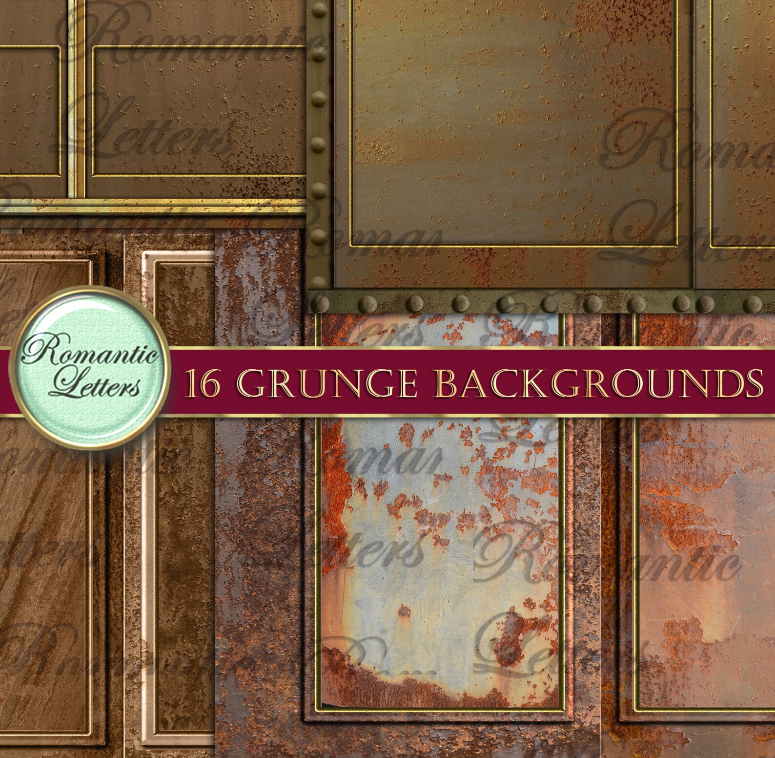 Steampunk Digital Scrapbook Paper Pack Rust Metal Texture Digital ...