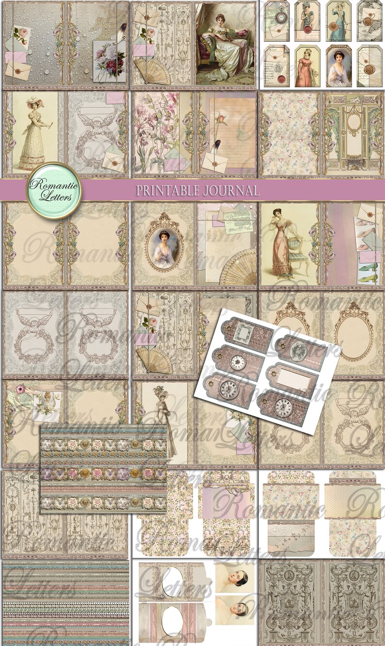 Victorian Printable Junk Journal Kit Printable Scrapbook Paper - Etsy