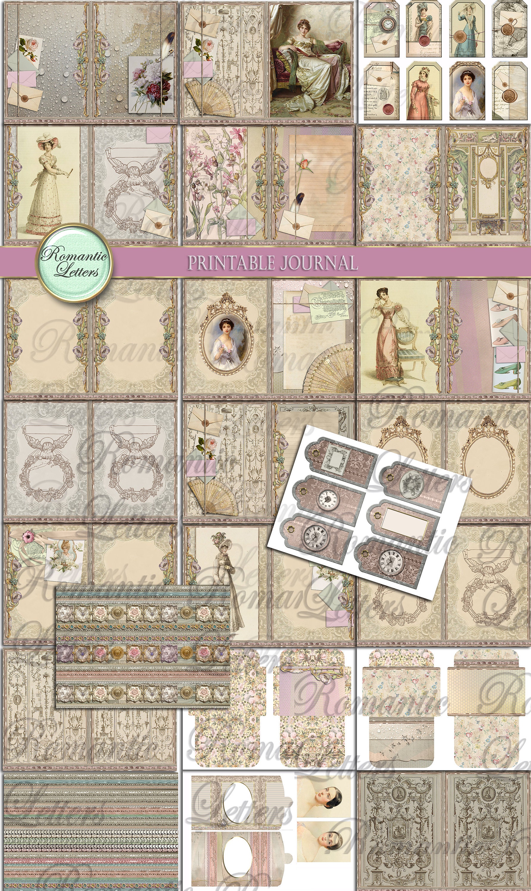 Victorian Printable Junk Journal Kit Printable Scrapbook Paper 8.5x11 ...