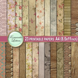 Digital Druckbare Scrapbook Papier Pack Vintage Hintergründe vintage digital bedruckbar Handwerk Papier Grunge Textur A4 8,5 x 11