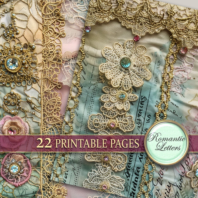 Digital Printable Scrapbook Paper Pack Junk Journal Pages Shabby Chic ...