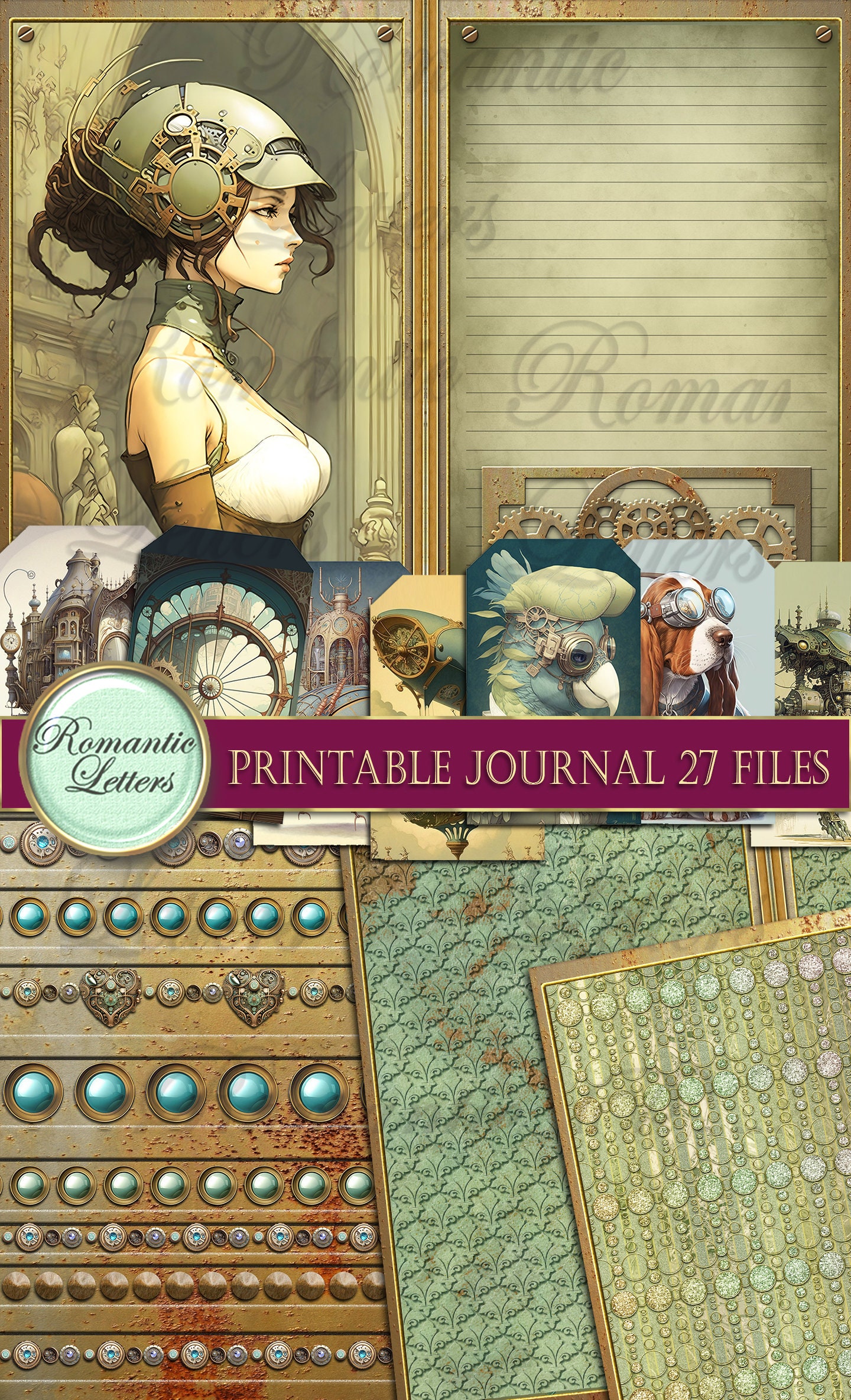 Steampunk Printable Junk Journal Kit Digital Scrapbook Printable ...