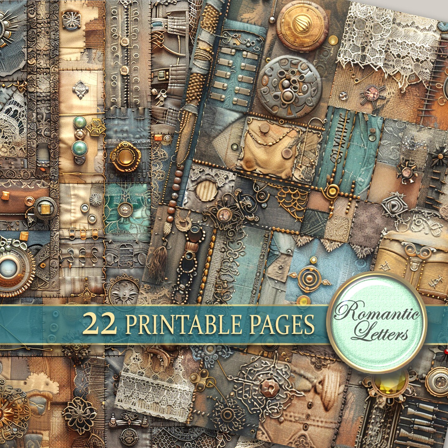 Grunge Collage 3d Steampunk Digital Printable Junk Journal Pages ...