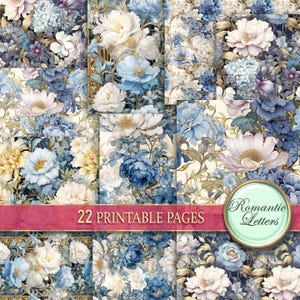 Digitales Papier Pack Viktorianische Blume Botanisches Papier digital druckbares Junk Journal Shabby Chic Decoupage Papier