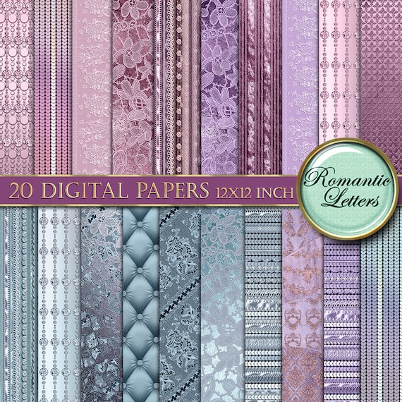 Digital printable scrapbook paper pack printable craft paper silk lace texture sequins download victorian scrapbook album paper download