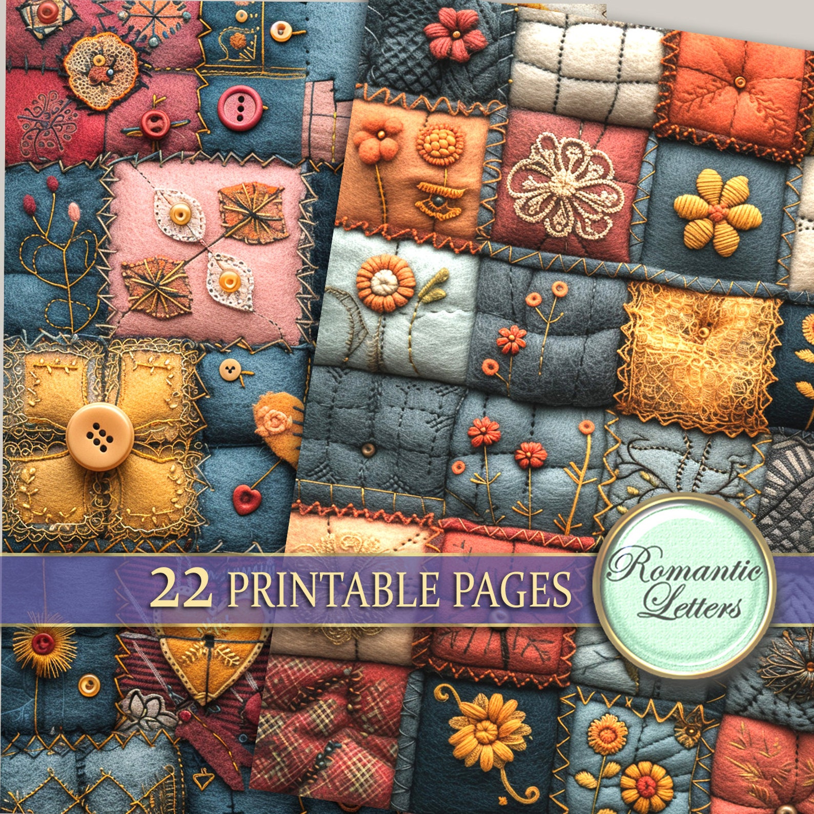 Patchwork Digital Printable Scrapbook Paper Pack Junk Journal Paper ...