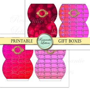 Valentine printable box Valentines day digital gift box favor box jewelry gift box wrapping box ring box pillow box printable paper craft image 4