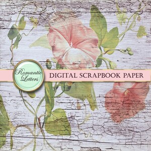Shabby Chic Digital Scrapbook Paper Pack Pink Floral Digital Printable ...