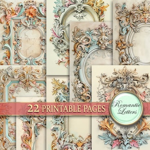 Digital printable scrapbook Rahmen Hintergrundpapier printable Papier Pack Junk Journal leere Seiten vintage Kraftpapier altes Papier Shabby Chic