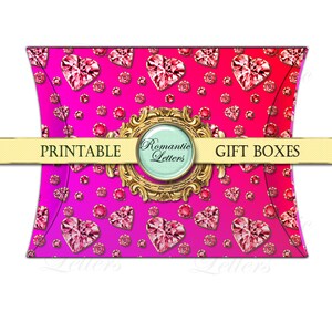 Valentine printable box Valentines day digital gift box favor box jewelry gift box wrapping box ring box pillow box printable paper craft image 8