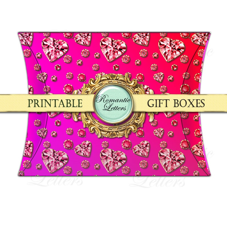 Valentine printable box Valentines day digital gift box favor box jewelry gift box wrapping box ring box pillow box printable paper craft image 8