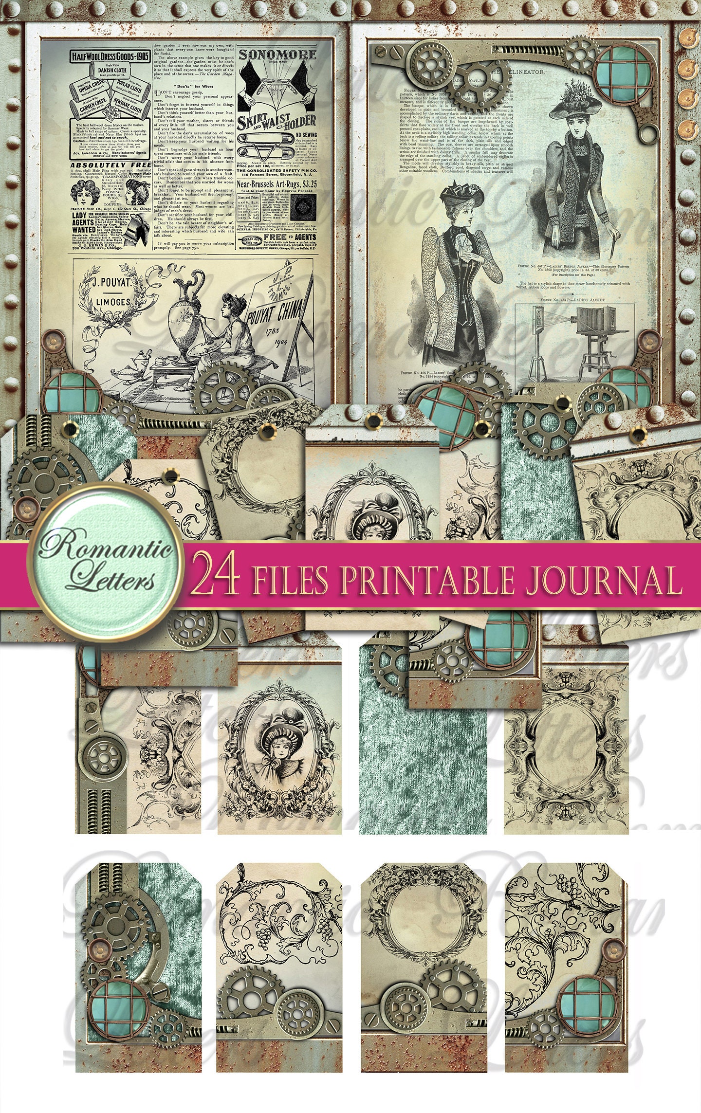 Steampunk Printable Junk Journal Kit Digital Scrapbook Printable ...