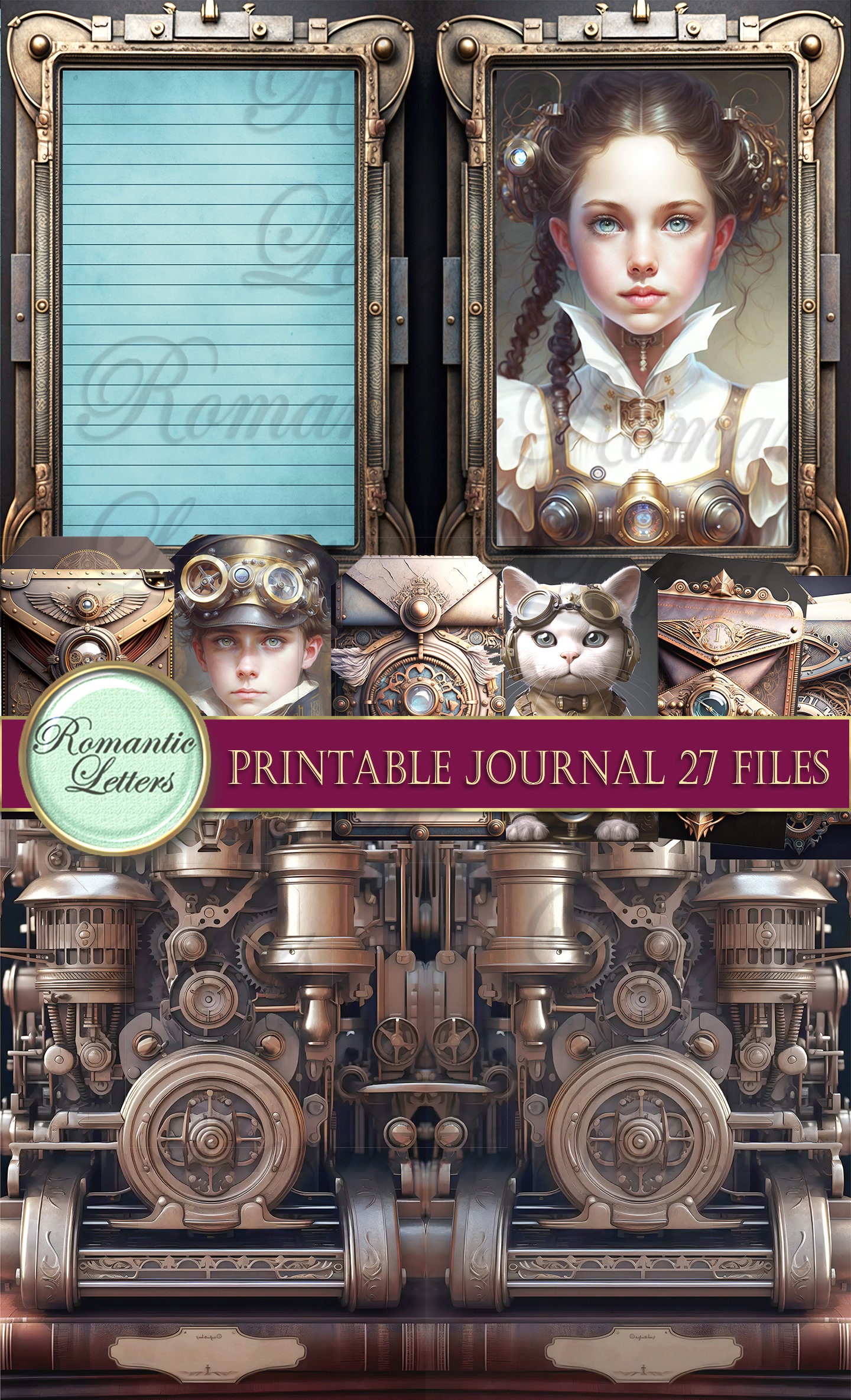 Steampunk Printable Junk Journal Kit Digital Scrapbook Printable ...