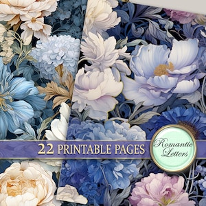 Botanical Digital Scrapbook Paper Pack Shabby Chic Flower Digital ...