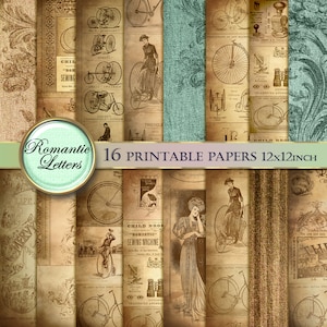 Steampunk digital scrapbook Album Papier Pack Steampunk digital bedruckbares Papier Viktorianisches digitales Papier Kraftpapier Magazin 12x12 mm Decoupage