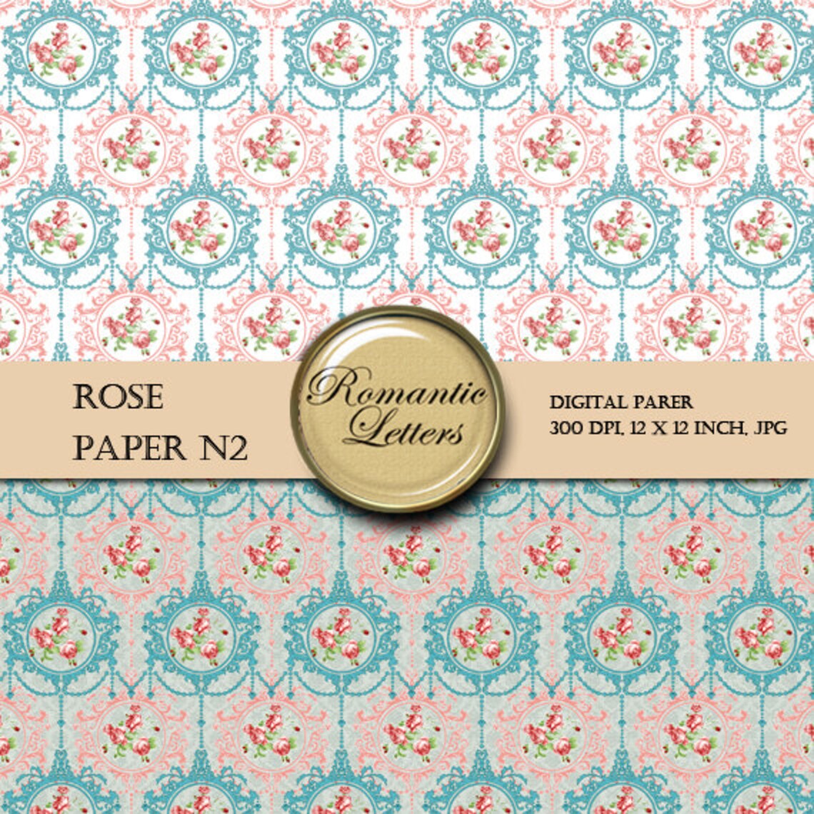 Digital Scrapbook Paper Pack ROSE Floral Shabby Chic Digital Etsy UK