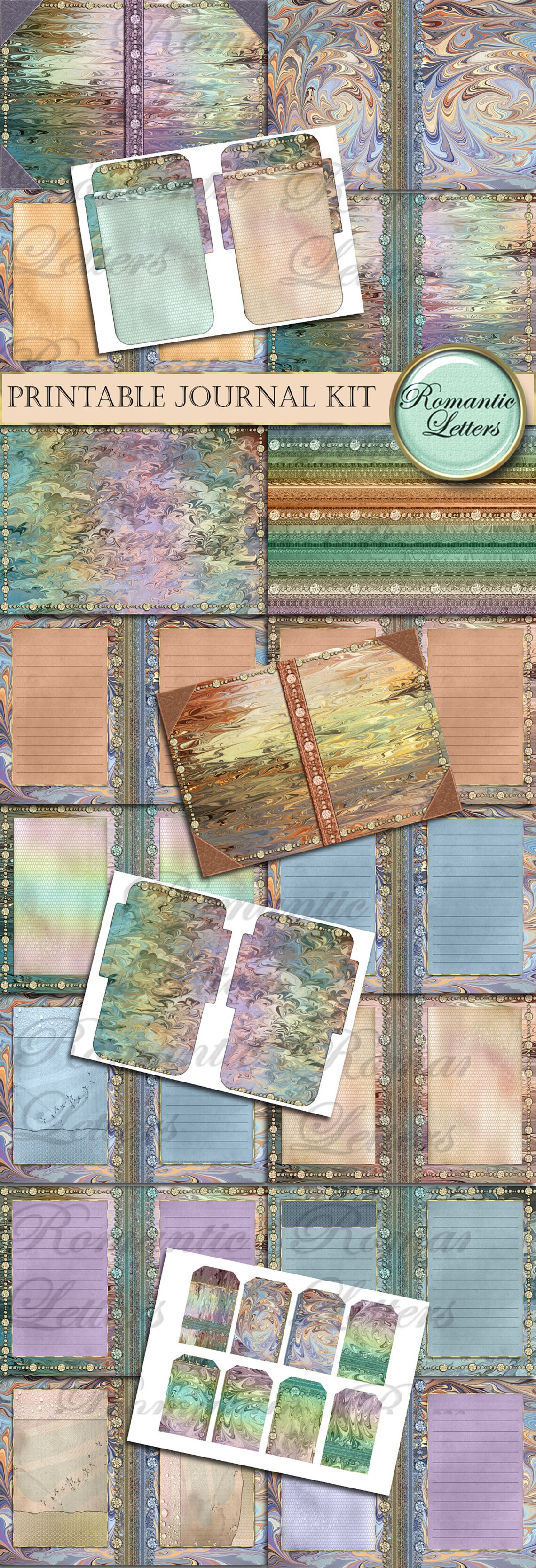 Printable Junk Journal Kit Digital Scrapbook Backgrounds Printable Junk ...
