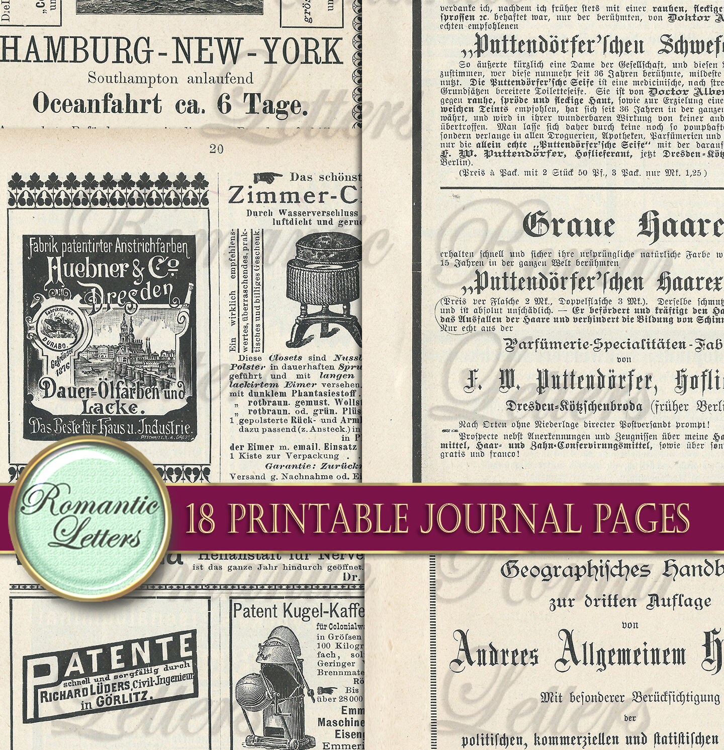 Ephemera Digital Paper Pack Journal Pages Victorian Digital | Etsy