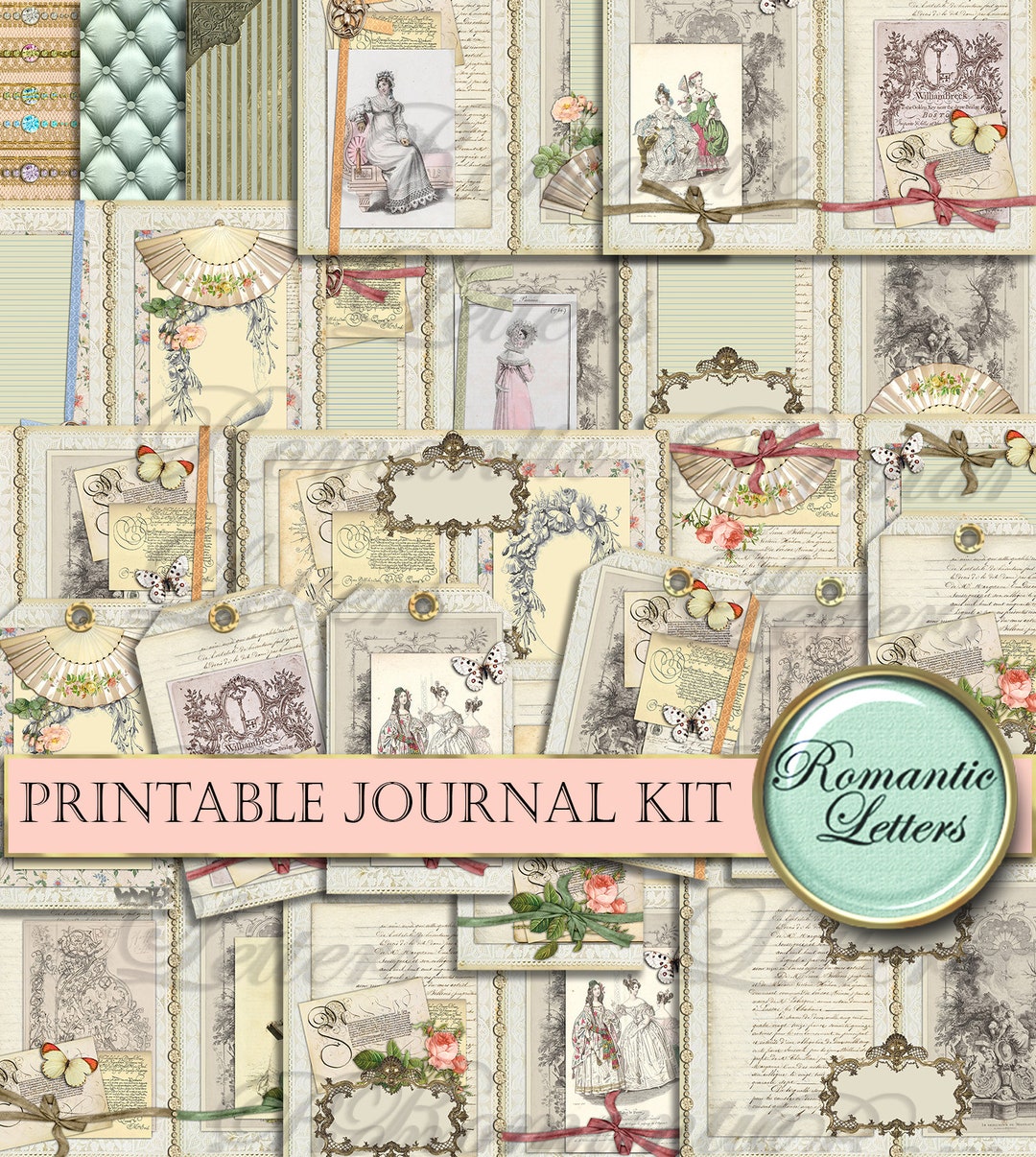 Printable Junk Journal Kit A4 Printable Scrapbook Paper 8.5x11 Digital ...