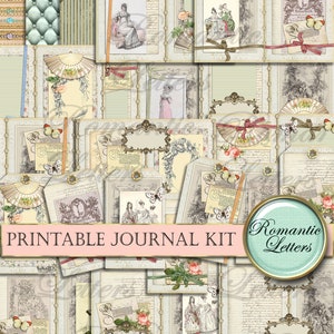 Carnet cartonné imprimable A4, papier scrapbooking imprimable 8,5 x 11 numérique victorien, carnet cartonné imprimable, étiquettes cartes, feuilles de collage d'enveloppe