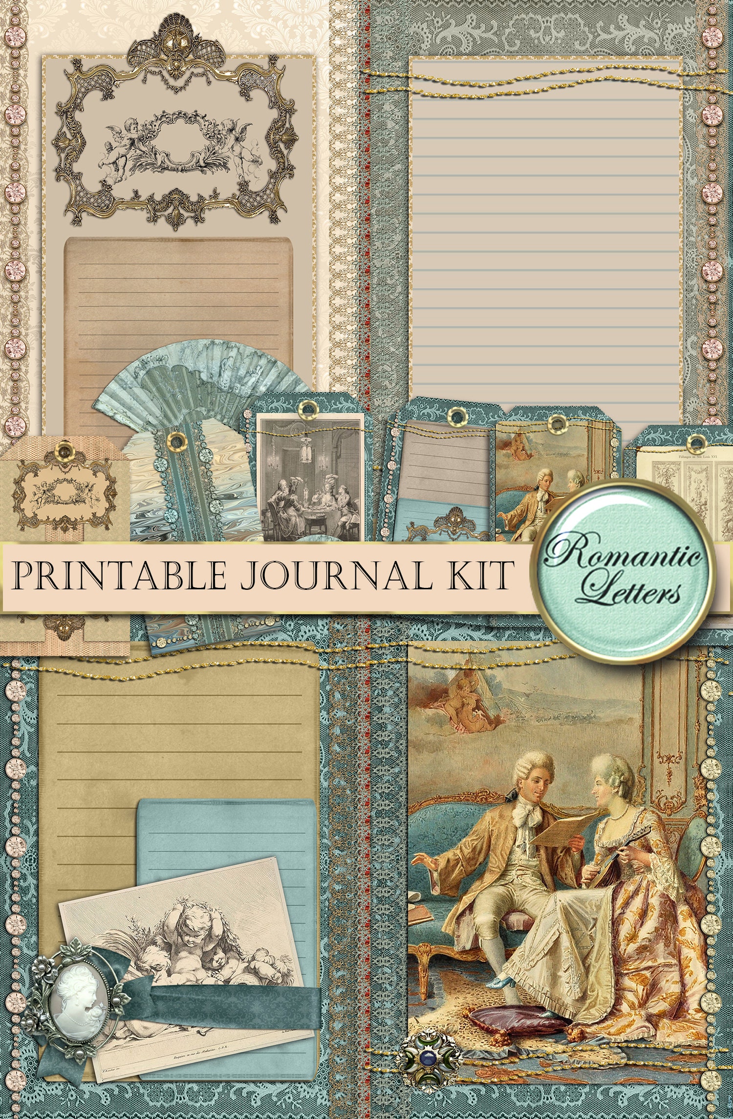 Printable Junk Journal Kit Digital Scrapbooking Paper Printable Journal ...