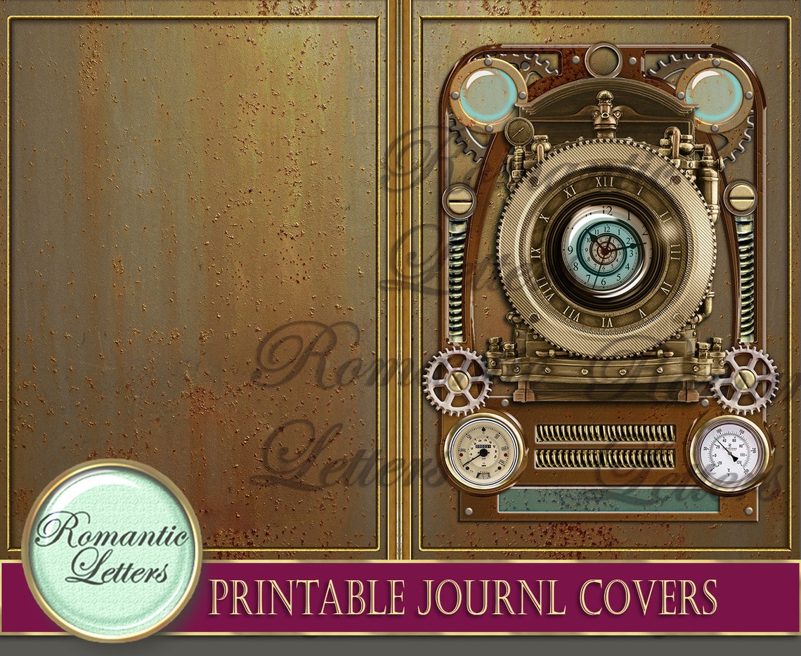 Steampunk Printable Journal Covers Industrial Digital - Etsy