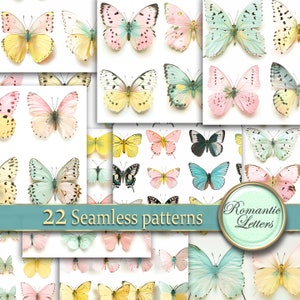Nahtlose Muster Schmetterlinge digital Hintergrund Handwerk Papier Tapete Muster Sommer Shabby Chic digital download Geburtstag kawaii niedlich