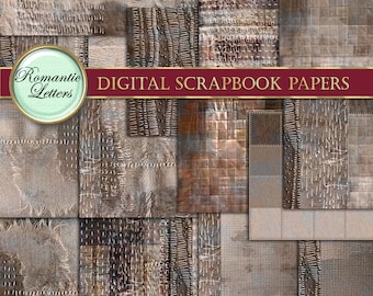 Digital printable craft paper linen texture digital scrapbook paper pack background download fabric texture stitched cloth embroidery grunge