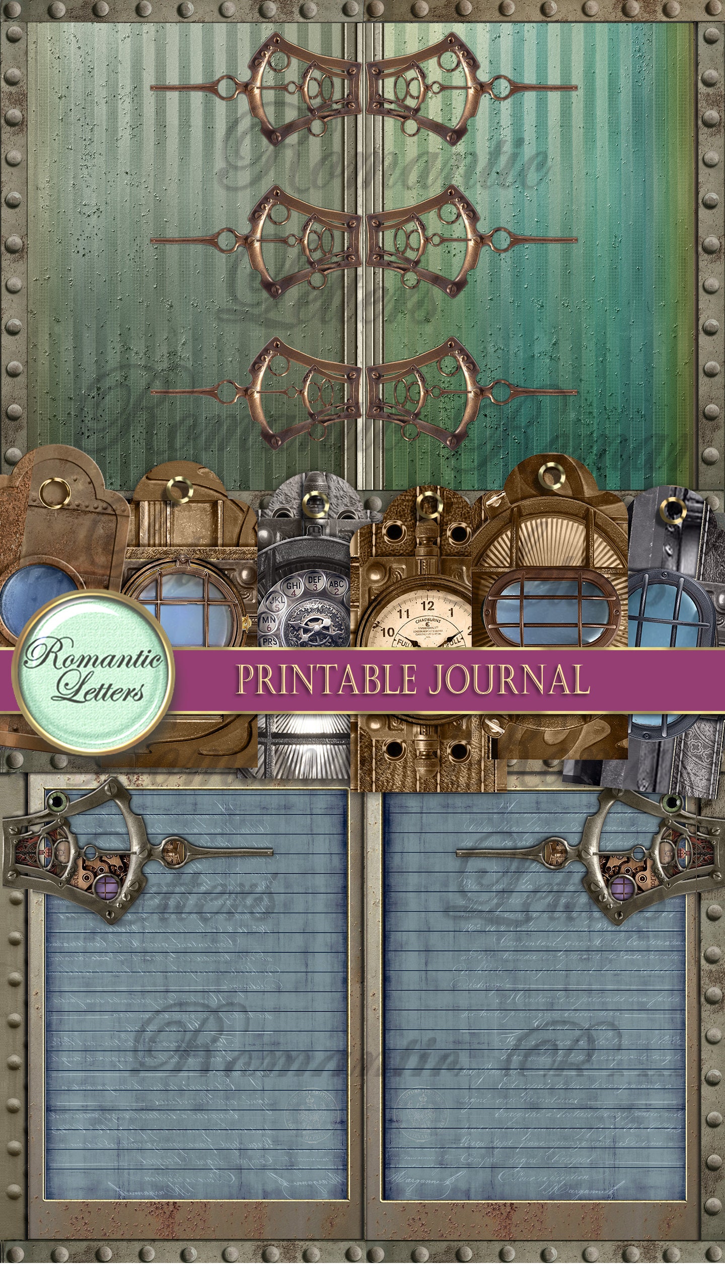 Printable Junk Journal Kit Steampunk Industrial Digital Scrapbook ...