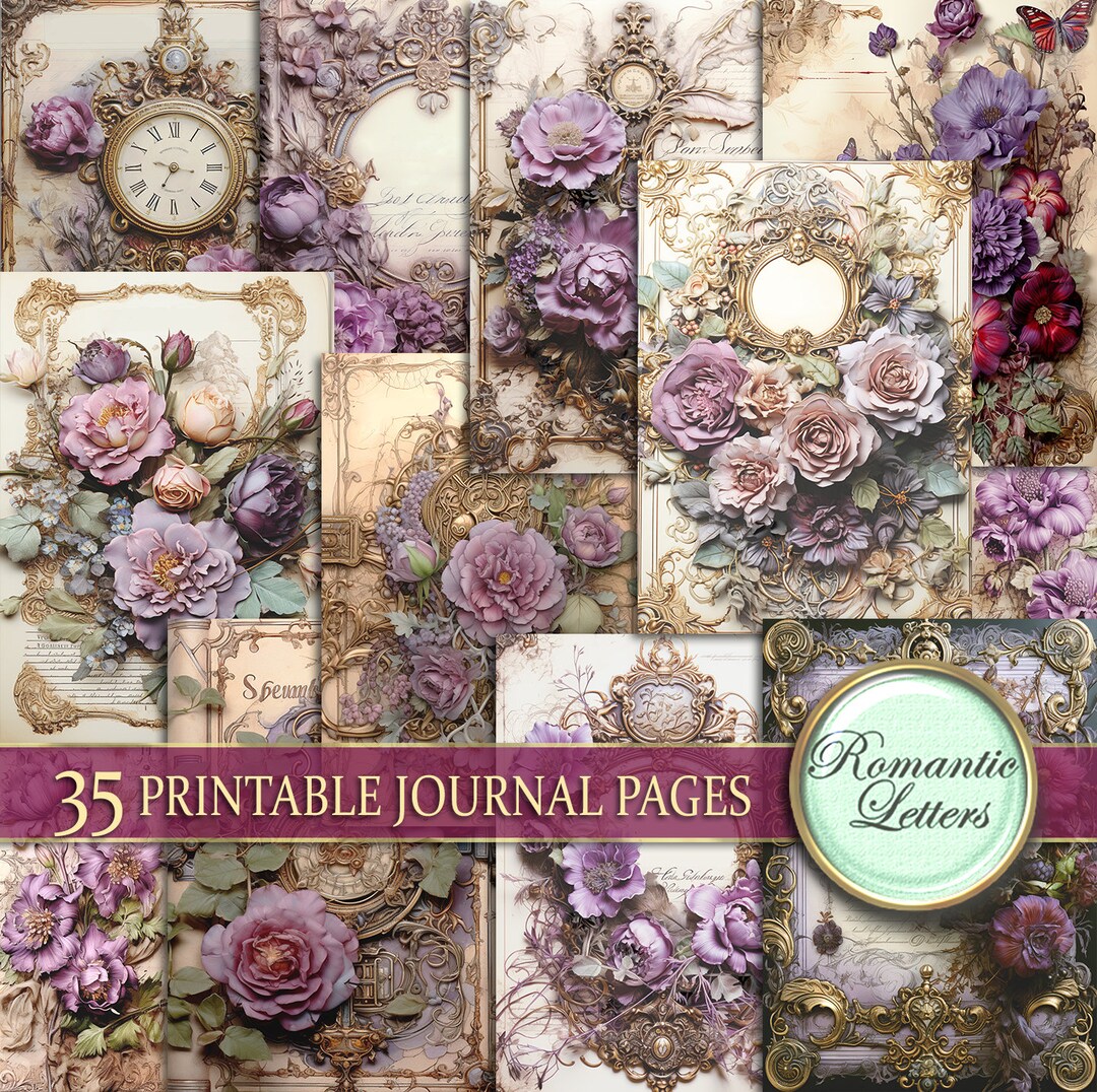 Printable Junk Journal Pages Cards Digital Scrapbook Paper Pack Antique ...