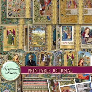 Printable Junk journal kit digital scrapbook printable journal craft paper A4  8.5x11 mini album medieval journal pages tags download gothic